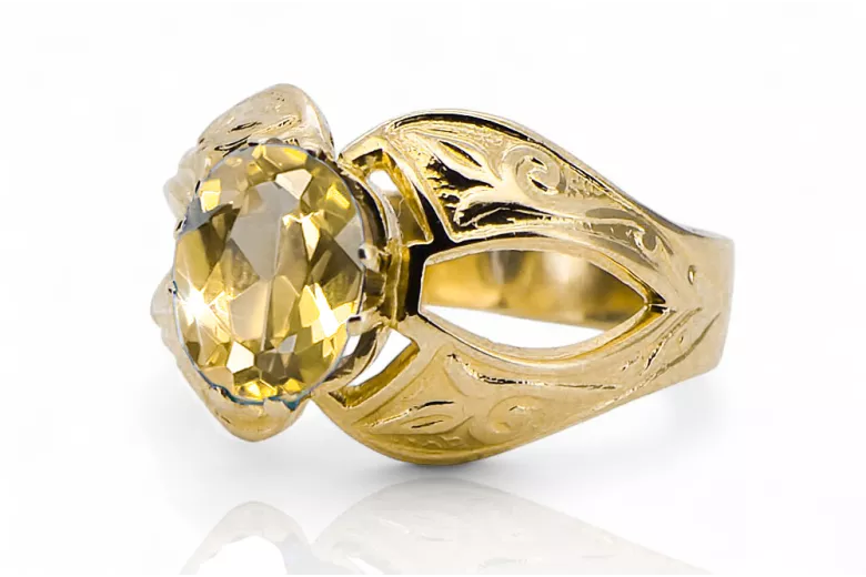 Inel Vintage bijuterii Peridot galben Aur galben 14K vrc135y